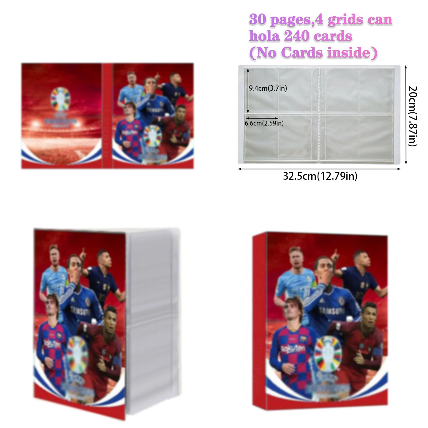 Card Holder Football Star Card Album Map Letter Holder Binder 240pcs Star Card Box Collection Album Book Folder Kid Toy Gift