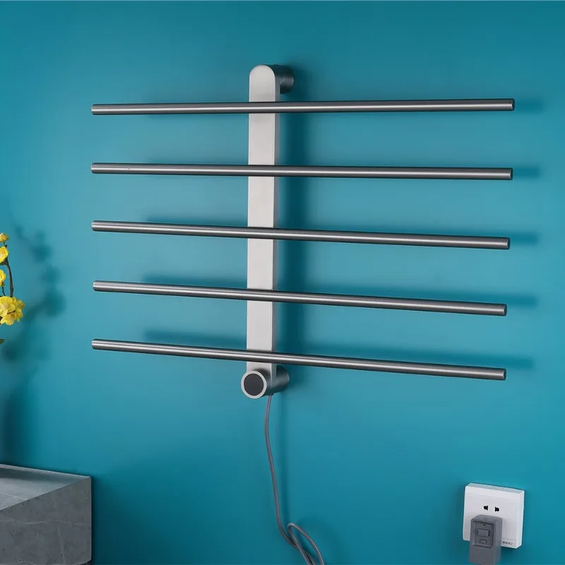 ราวแขวนผ้าเช็ดตัวไฟฟ้าในห้องน้ำ สแตนเลสสตีล กันน้ำ สำหรับใช้ในบ้าน อบผ้าเช็ดตัวให้อุ่น ชั้นวางของหลายชั้น 1