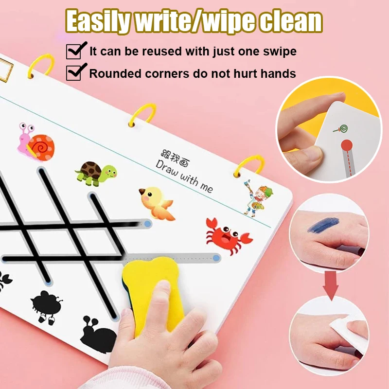 Children Montessori Drawing Toy Pen Control Training Color Shape Math Match Game Set Toddler Learning Activities Educational Toy 4