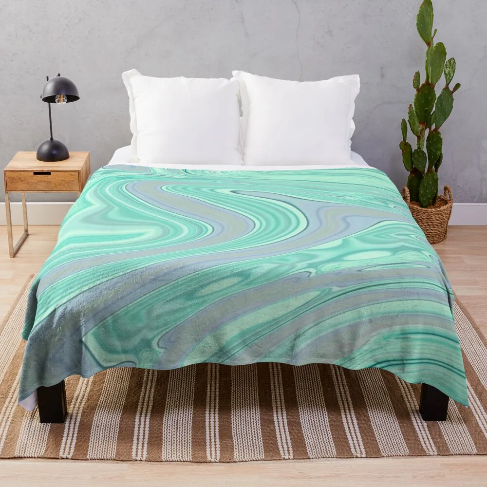Chic Primavera Estate Seacoam Green Mint Swirls Coperta Da Tiro Coperta Da Tiro