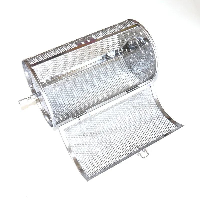 BBQ Drum Chili Roaster Drum Oven Mesh Stainless Steel Mesh Cylindrical Grilling French Fries Baskets grill oven accessories
