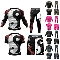 4 Pieces Cody Lundin Sportsuit Skeletal Print  jiu jitsu Grappling Rashguard Set Men Running Gym Tracksuit Compression MMA kits 2