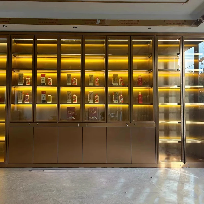 High end stainless steel wine cabinet, constant temperature and humidity cigar cabinet, wine cabinet combination glass