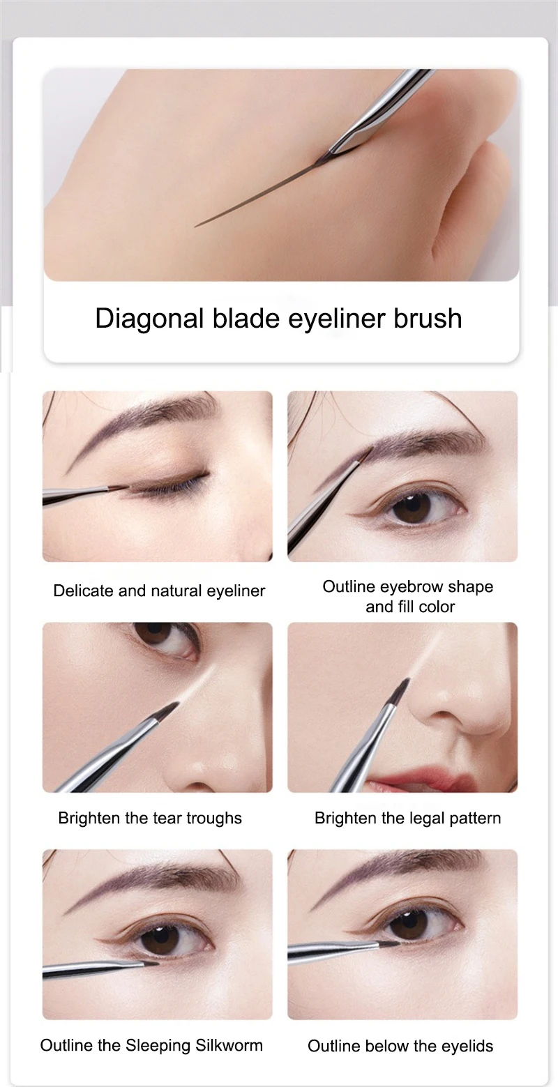 Pennello per eyeliner a lama ultra sottile, pennello piatto ad angolo fine per sopracciglia, pennelli per eyeliner a falce, pennello di precisione per dettagli, strumenti per il trucco_voghion.com