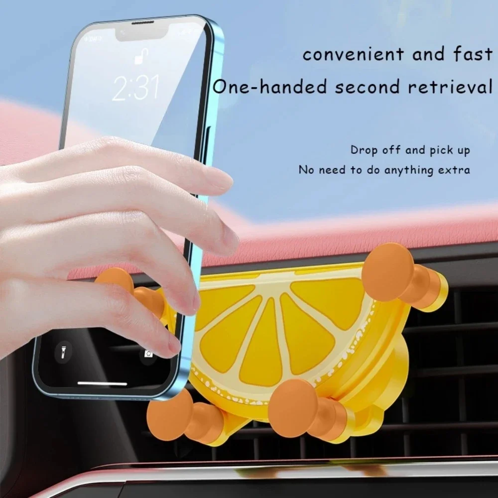 Universal Gravity Fruit Styling Car Phone Holder - Auto Air Vent Clip,  Mobile Stand Support for Most Phones