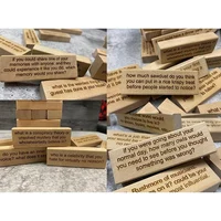 54 PCS Questions Tumbling Tower Game Ice Breaker Questions Tumbling Wood Color Wooden Giant Wood Stacking Game With Scoreboard 1
