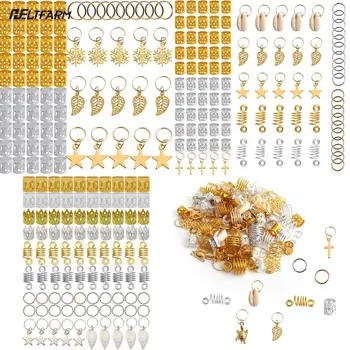 60-170pcs  Metal African Hair Rings Beads Cuffs Tubes Charms Hair Braids Spiral Braid Hair Extension For Accessories Hair Ring