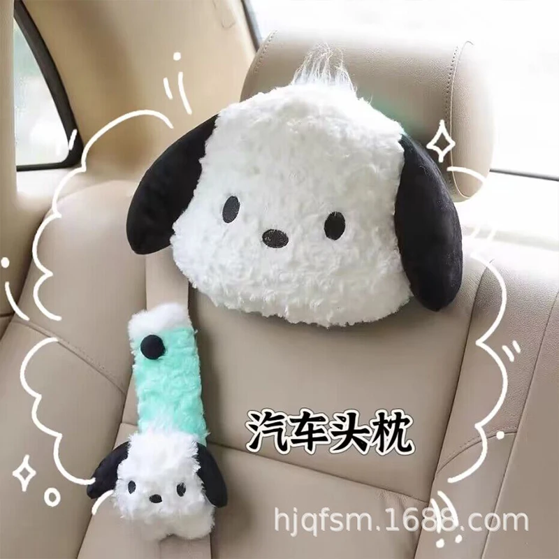 

Sanrio Car Headrest Cushion Seat Belt Shoulder Pads Cartoon Pochacco Car Accessories Neck Pillow Lumbar Pad Car Accessories Gift