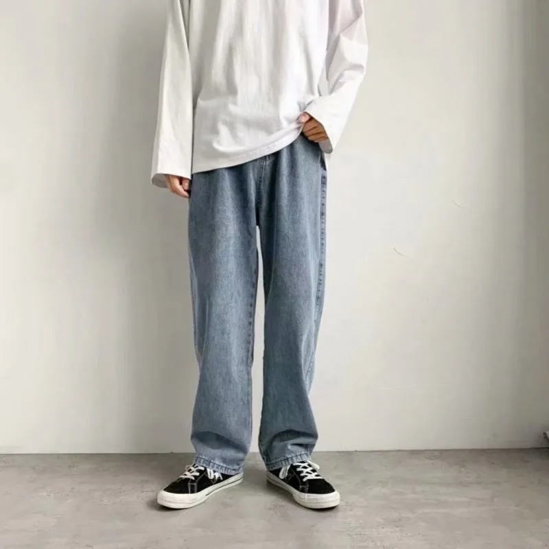 High Street Retro Loose Washed Old Fashionable Loose Jeans with A Sagging and Straight Tube for Slimming