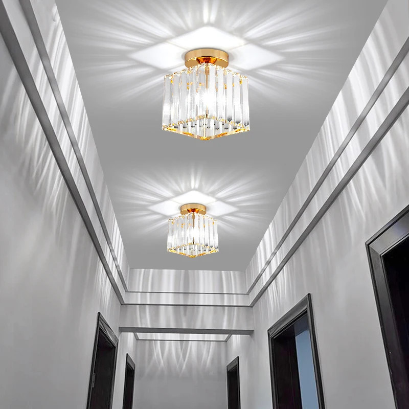 Modern LED ceiling lampshade, aisle lampshade, corridor K9 crystal lampshade, Nordic luxury entrance, creative balcony lighting