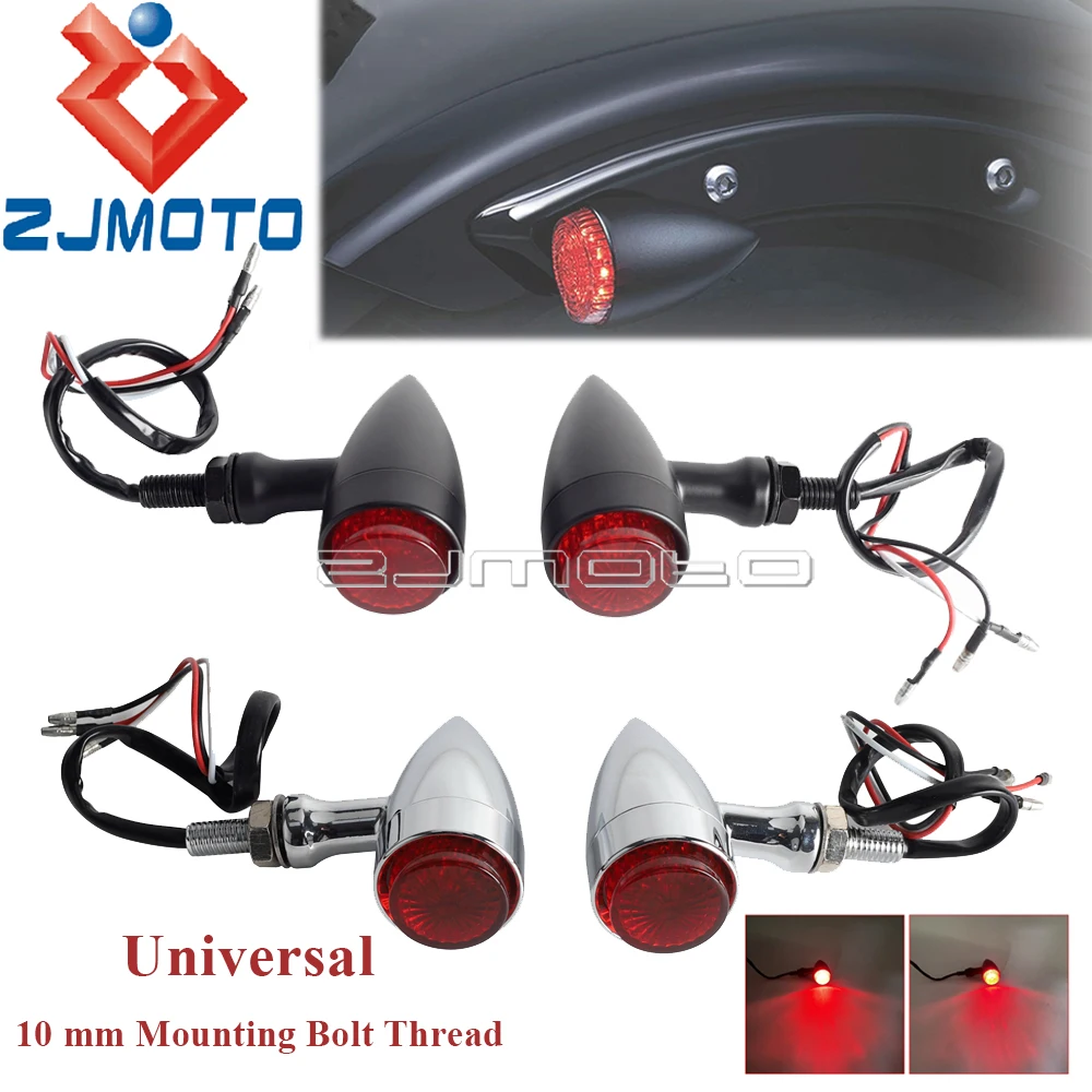 

10mm Universal Motorcycle LED Turn Signals Light Indicators Blinker Bullet Amber Flasher Lamp Brake Tail Light For Honda Harley