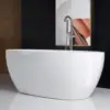 67 inch Acrylic Freestanding Bathtub Contemporary Soaking White Tub with Brushed Nickel Overflow and Drain Easy clean 4