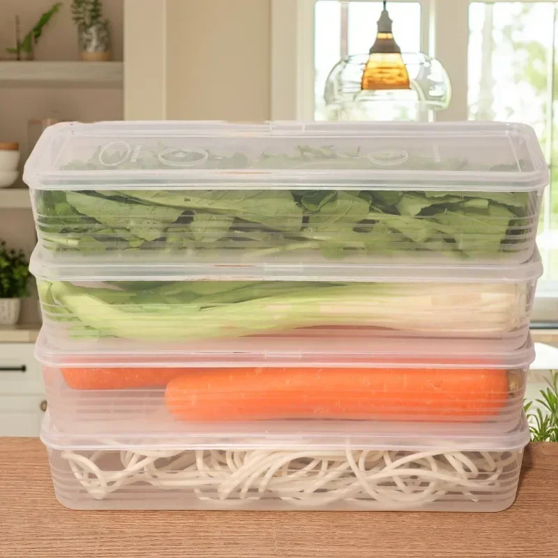 1/5pcs Fresh Box Refrigerator Storage Boxes Scallions Food Container with Lid Food Cold Container Kitchen Sealed Storage Box 4