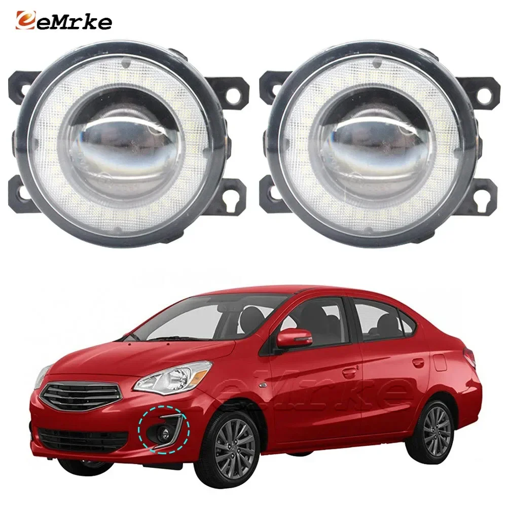 

2 Pieces Lens Car LED Fog Lamp Assembly Angel Eye DRL Daytime Runinng Light Lamp for Mitsubishi Attrage Mirage G4 2014-2023