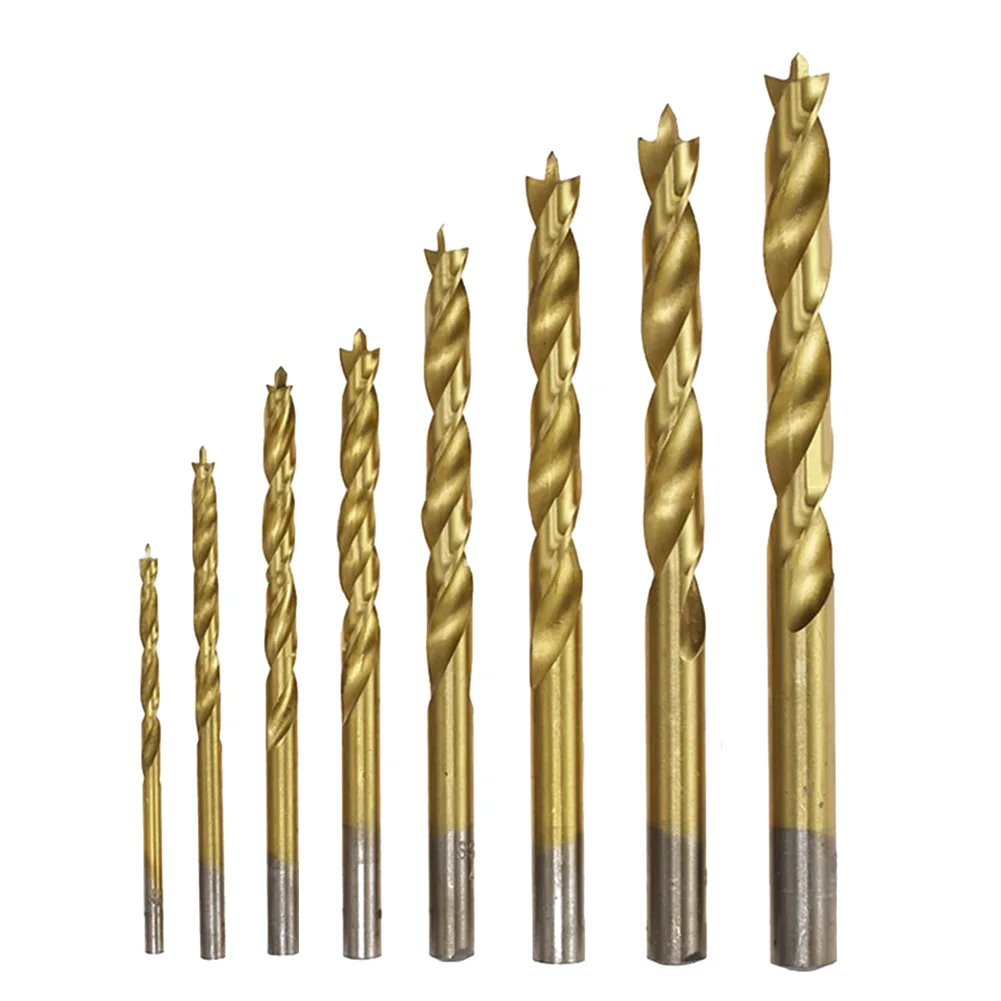 8pcs 3-10mm Dril Bit Set 3-10mm Three-pointed Cutting Edge Wood Drill Bits Woodworking Metal Drilling Spiral Drill Bit Power Too 8pcs woodworking three tip drill bit wood drilling reamer support drill bits hand drill hole tool