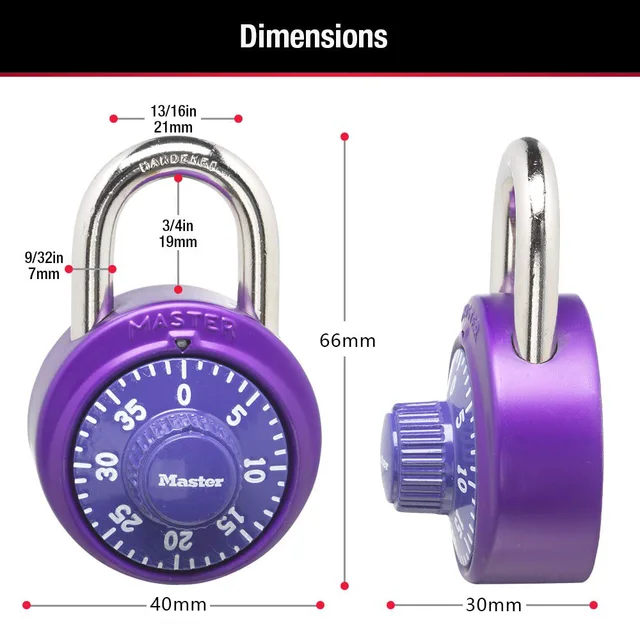 Master Lock 1530DCM Combination Locker Rotate Password Lock Combination Padlock Rotation Lock for Gym and School Lockers Color - Image 6