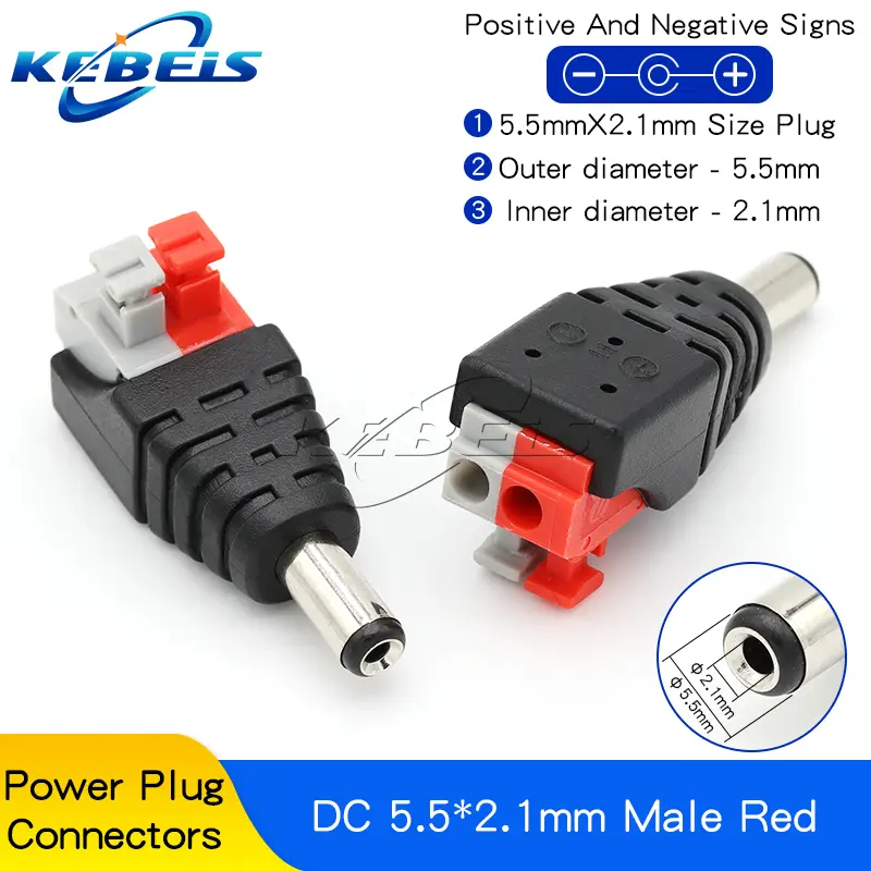 2/5/10PCS DC 12V Male Female BNC Connectors 5.5*2.1mm/2.5mm Welding-Free Power DC Plug Adapter Jack Sockets For LED CCTV Camera - Image 12