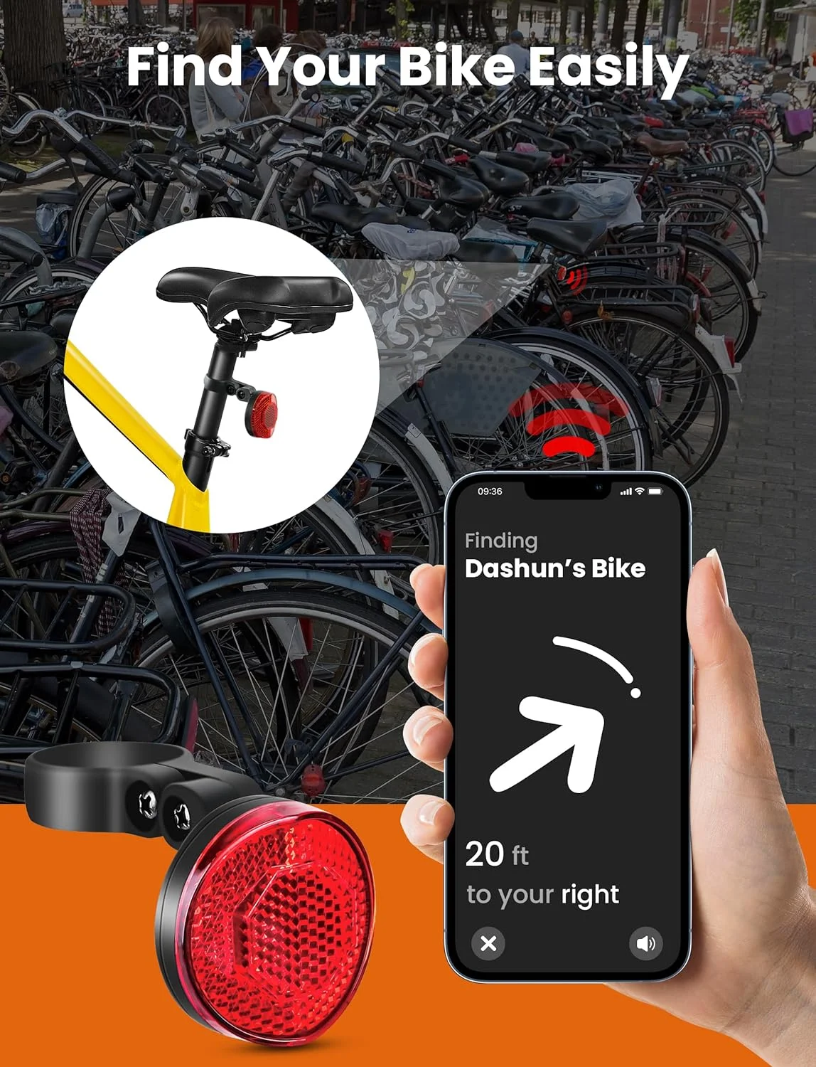 Supporto AirTag Per Bicicletta - Nascosto Nel Riflettore, Impermeabile IP67, Adatta A Tutti I Modelli - Foto 5