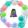 6/12/24Pcs Reusable Water Balloons Soft Silicone Water Bomb Quick-Fill Water Balls Summer Pool Beach Party Fun Game Water Toy 1
