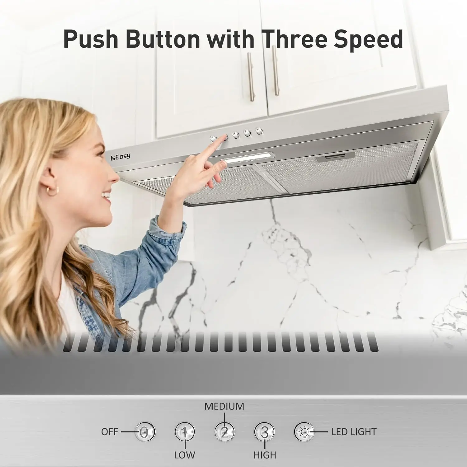 Under Cabinet Range ,Ductless Convertible, Kitchen Vent Hood 30 Inch with 3-Speed Exhaust 4