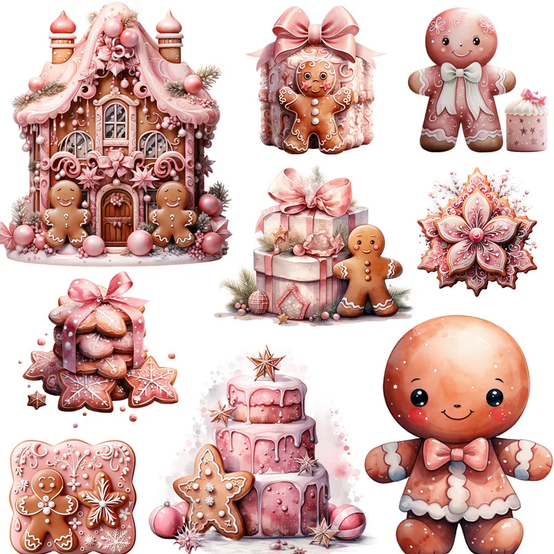 20Pcs/Pack Pink Christmas Gingerbread Sticker DIY Craft Scrapbooking Album Junk Journal Decorative Stickers