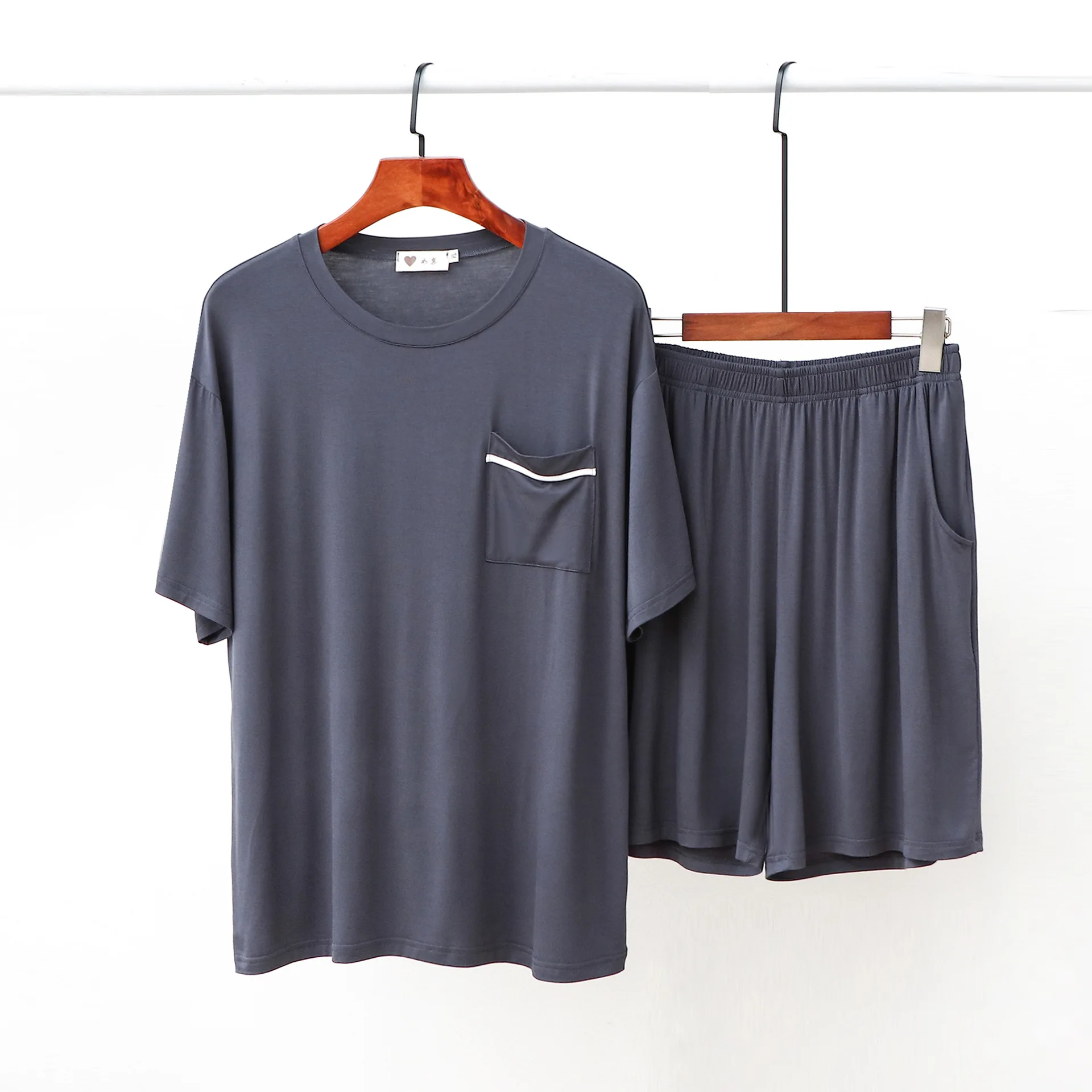 

Мужская модная рубашка и шорты из 2 предметов, Повседневная Домашняя одежда с круглым вырезом, большой размер 3Xl, Пижамный костюм, мешковатая одежда для сна с эластичным поясом