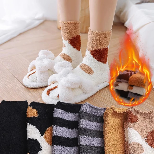 Winter Socks Women Thick Coral fleece Warm Socks Animal Cat Paw