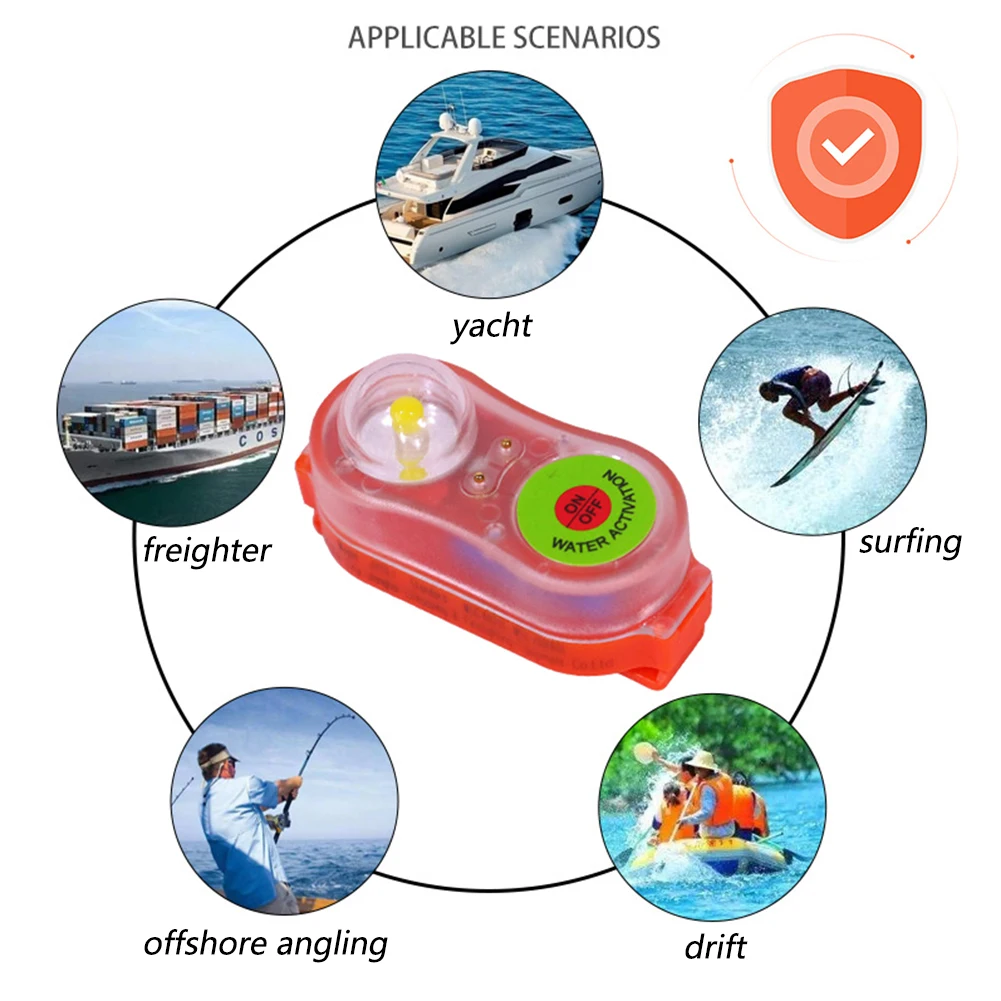 LED Life Jacket Light Water-Activate Safety Personal Locator Light Waterproof Life Saving Warning Lamp for Swimming Sea Fishing