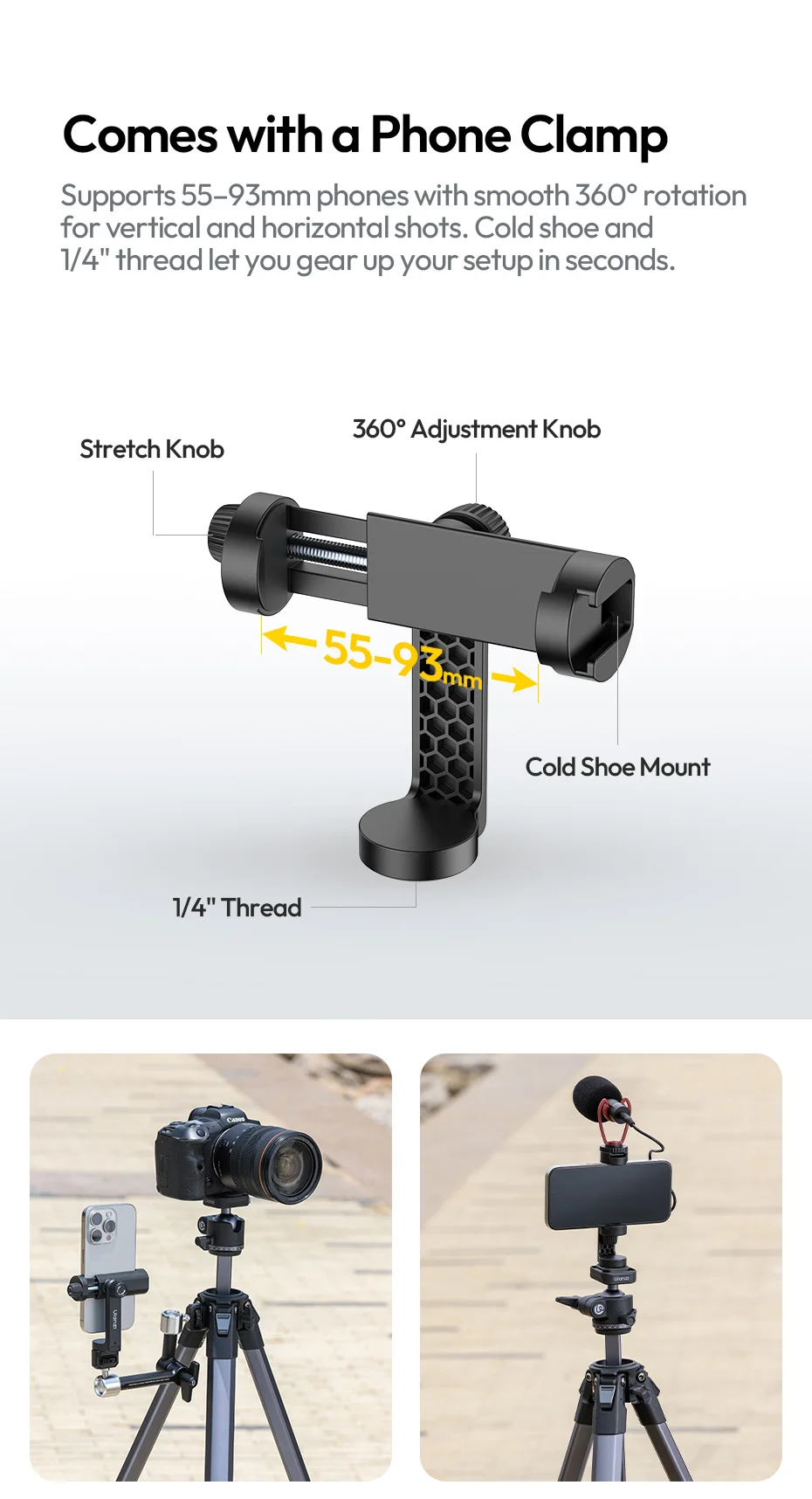 Travel Tripod Portable Metal Tripod 0.48-1.56M UKA QR Plate Tripod for Camera Sm