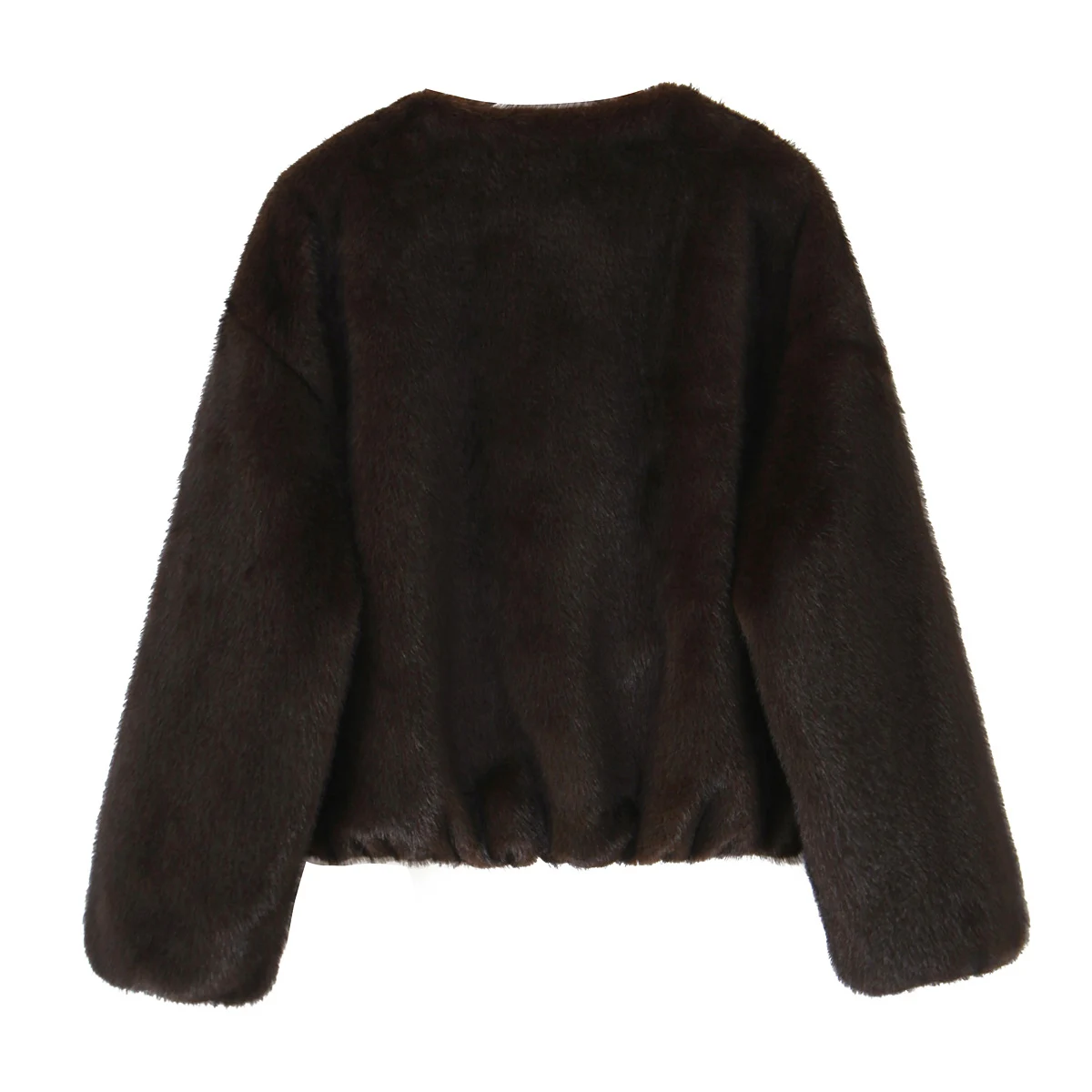 Women Winter Short Faux Fur Jacket Coat Female Fashion Fur Coat Casual Commut Round Neck Long Sleeved Zipper Jacket Streetwear