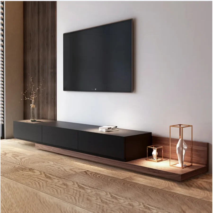 Modern Tv Wood Tv Stand, Retractable Media Console For Up To 85