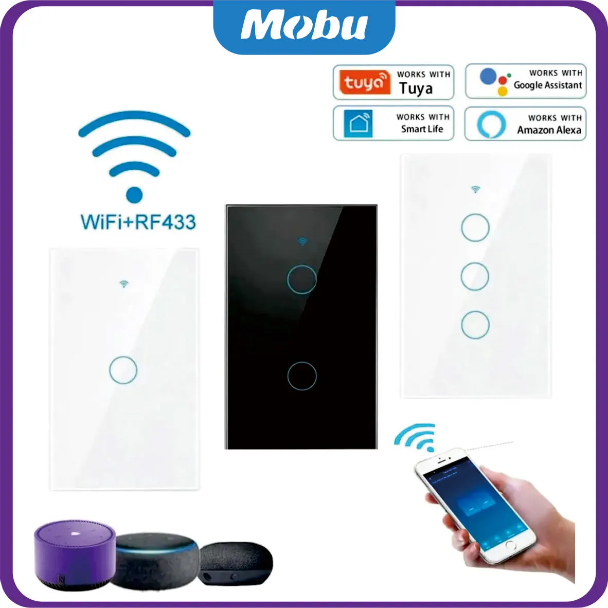 Smart Switch Tuya Smart Life Light Switch WiFi Touch Sensor App Remote Control No Neutral Wire 110V 220V For Alexa Google Home