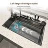Waterfall Sink Kitchen Stainless Steel Large Single Slot Multifunctional Tank Apartment Wash Basin Drainage on the left 3