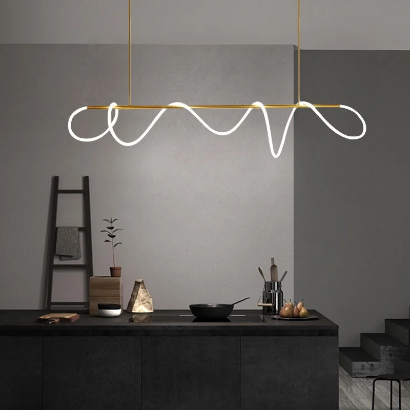 Italienischer langer Kronleuchter, minimalistischer DIY-Designer-Kronleuchter, kreative Röhrenlampe, Wohnzimmer, Schlafzimmer, Esstisch, Leuchten – Detail 24