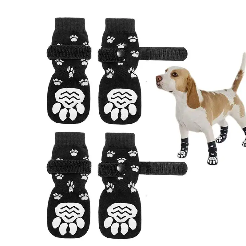 4PCSDoubleSideAntiSlipDogSockswithAdjustableStrapsforPetPaw