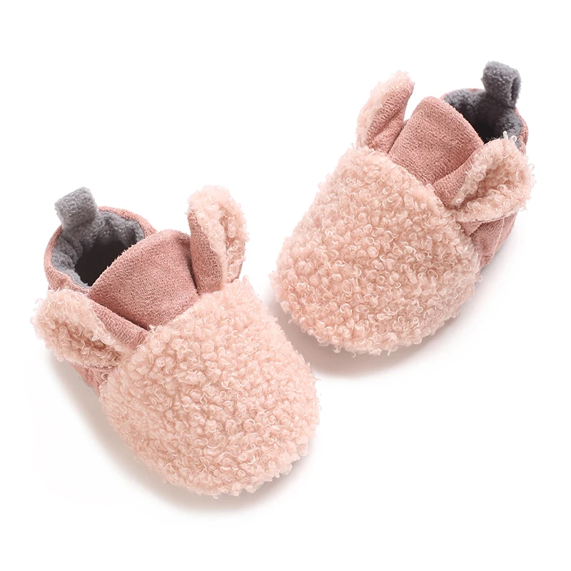 Baby Girl Boy Sock Shoes Fall Winter Warm Flats Soft Sole Crib Shoes for Newborn Toddlers Cute Fleece Patchwork Caual