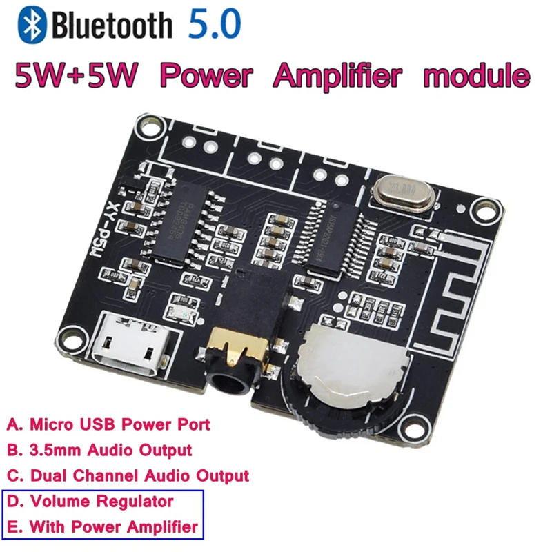 ZK-PT2 Lossless HIFI Bluetooth Audio U-Disk Decoder - DC5V Audio Receiver for DIY Speakers