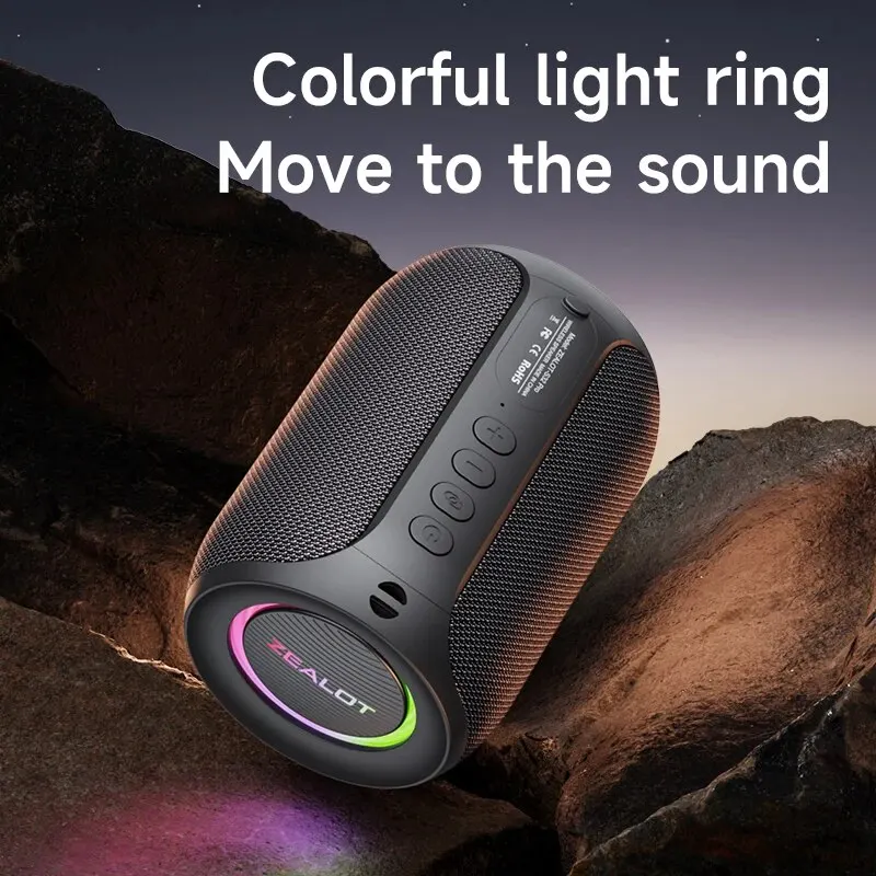 Altoparlante Bluetooth ZICOROOP 5.3, Portatile 15W, Impermeabile IPX6, Luci LED, Batteria 12h, TWS. Piccolo, Potente E Con Luci Colorate A Ritmo Di Musica.