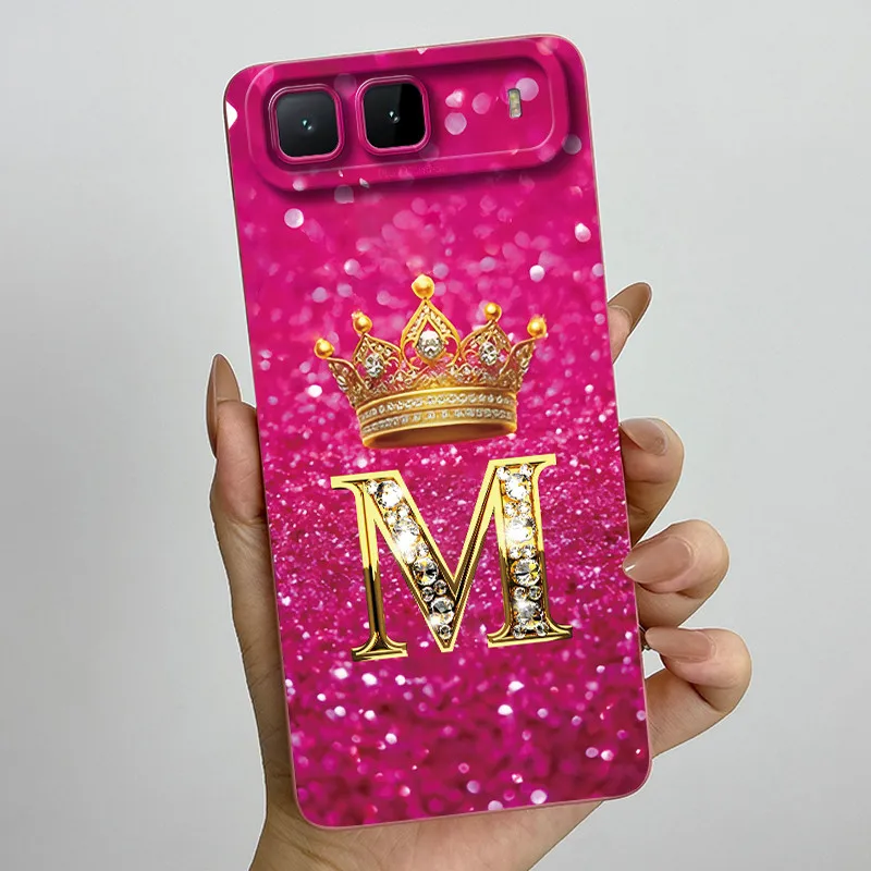 Crown Initial Letters Soft Phone Case with Camera Protection Back Cover