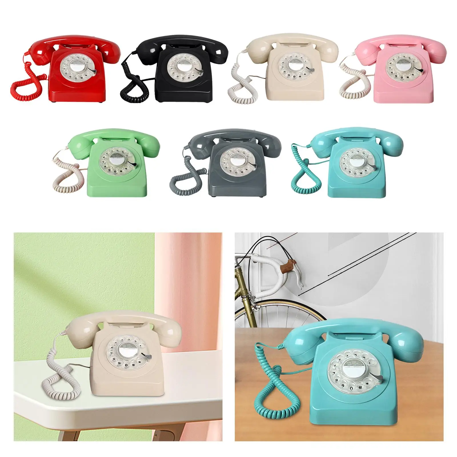 

Vintage Rotary Dial Phone Corded Telephone Old Fashion Retro Landline Phone