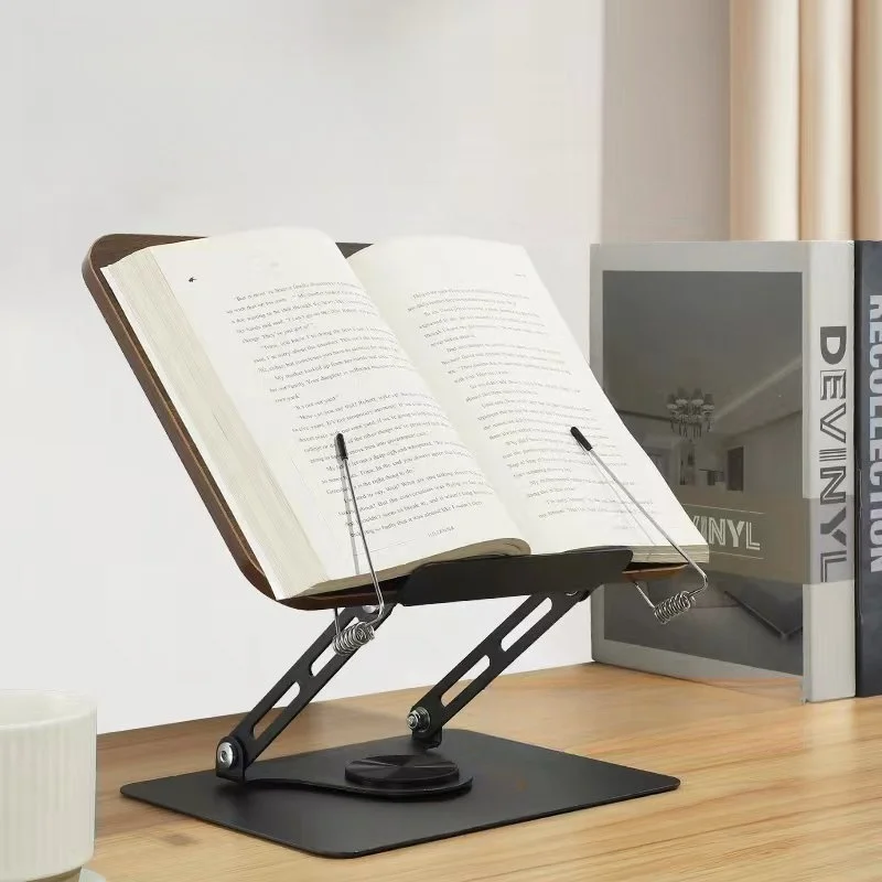 Reading Stand Desktop Multi-functional Lifting Support Frame Reading Adult Artifact Student Rotating Wooden Book Holder