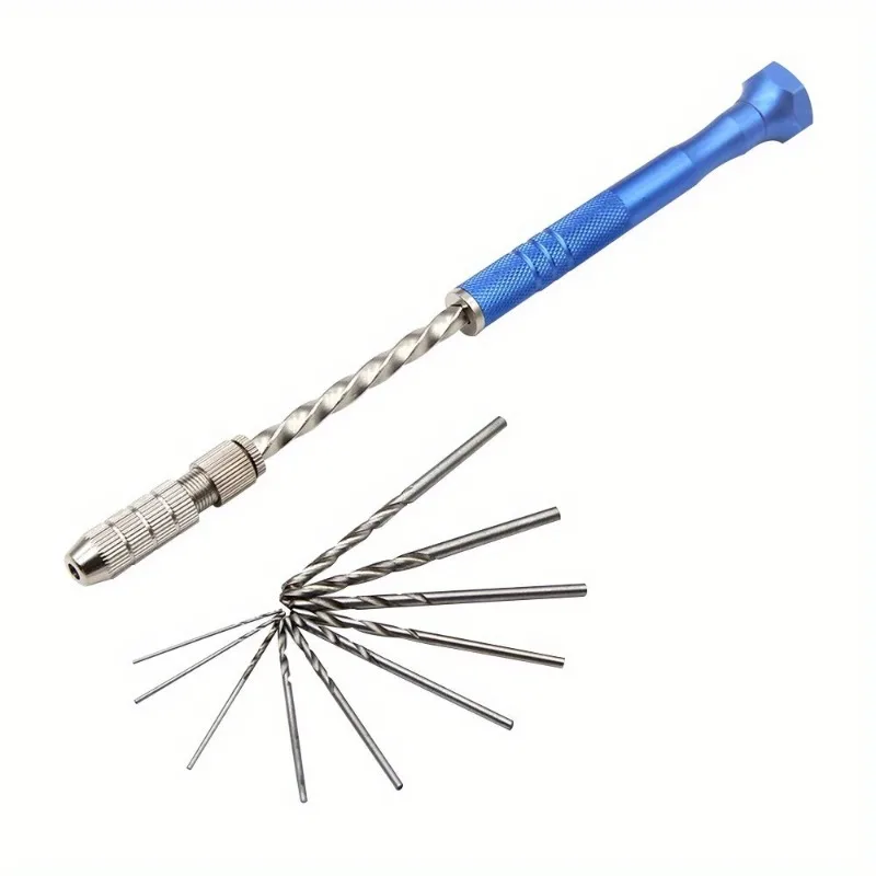 11-Piece Blue Semi-Automatic Hand Twist Drill Set