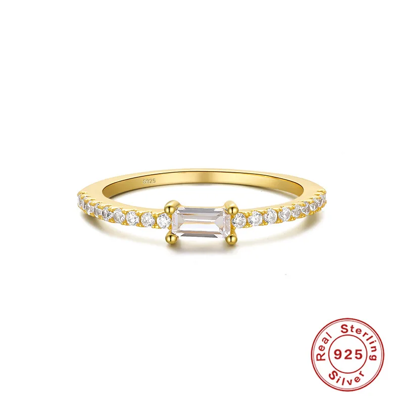 AIDE 925 Sterling Silver Multicolor Square Green Zircon Rings For Women Girl Wedding Finger Ring Luxury Jewelry Accessories Gift