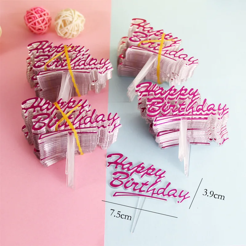 20pcs Plastic Gittler Happy Birthday Cake Topper Bling Decoration Sign Happy Birthday Cake Topper Girl's Dessert Decor cake topper,cake toppers,cake decorations,birthday party supplies,party decorations