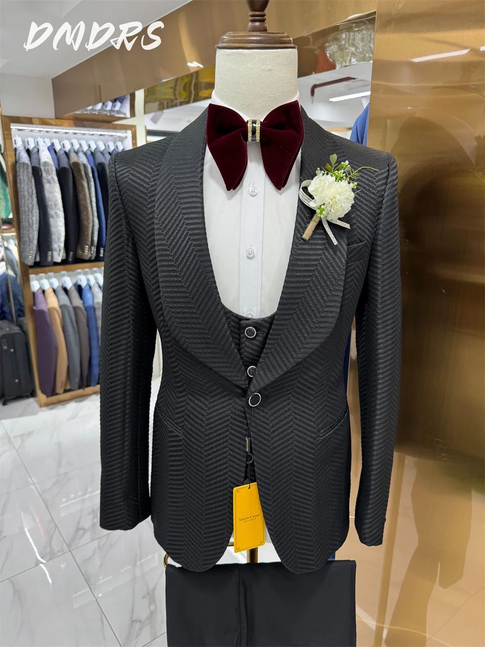 Graceful Men's Suit set For Wedding Dress Tailored Luxurious Autumn Winter Suit Jacket Vest Pants For Business Men Groomsmen