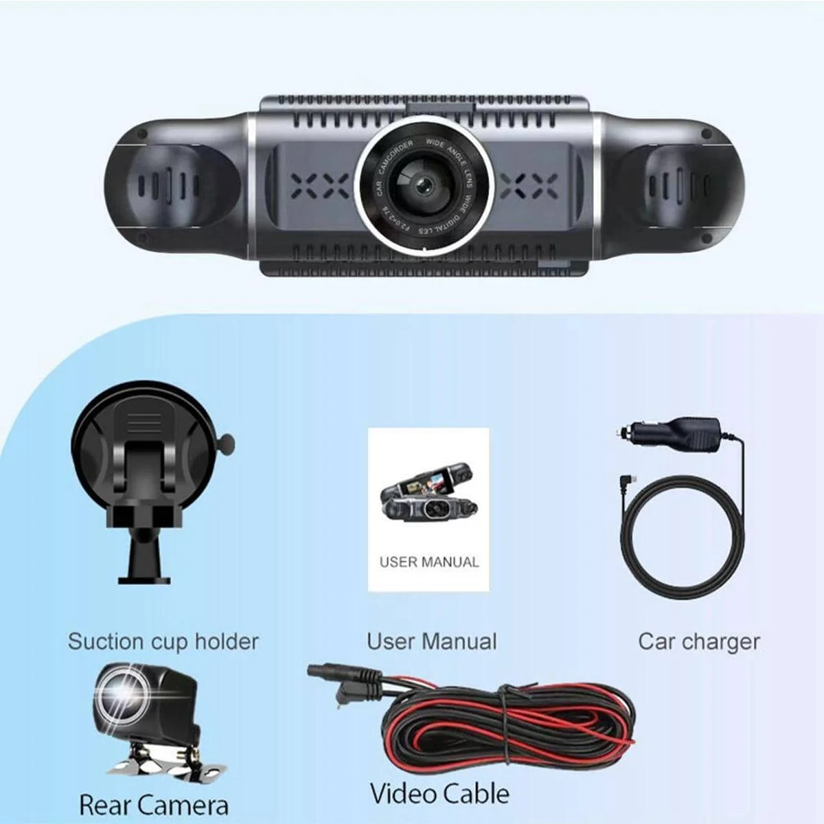 360 도 파노라마 4 렌즈 대시 캠, 3 인치 FHD 1080P IPS 스크린, 4 채널 비디오 녹음기, 나이트 비전, 4 분할 스크린 대시 캠