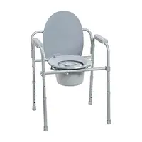 Portable Folding Bedside Commode Chair 350lb Capacity 3-in-1 Toilet Safety Frame Bucket Included Easy Assemble Steel Grey 1