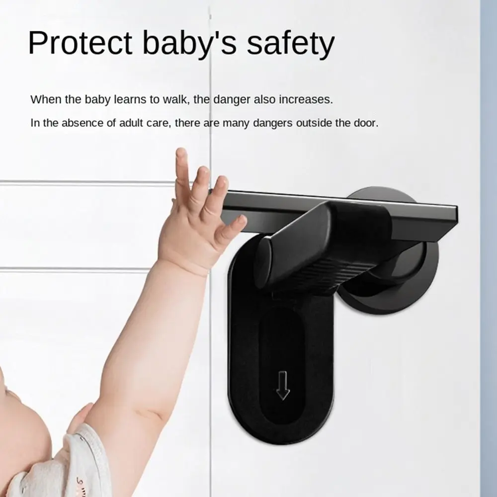 ABS Door Handle Lock Anti-pinch Transparent Child Safety Lock Self Adhesive Multifunctional Safety Protection Buckle Door Handle door child locks