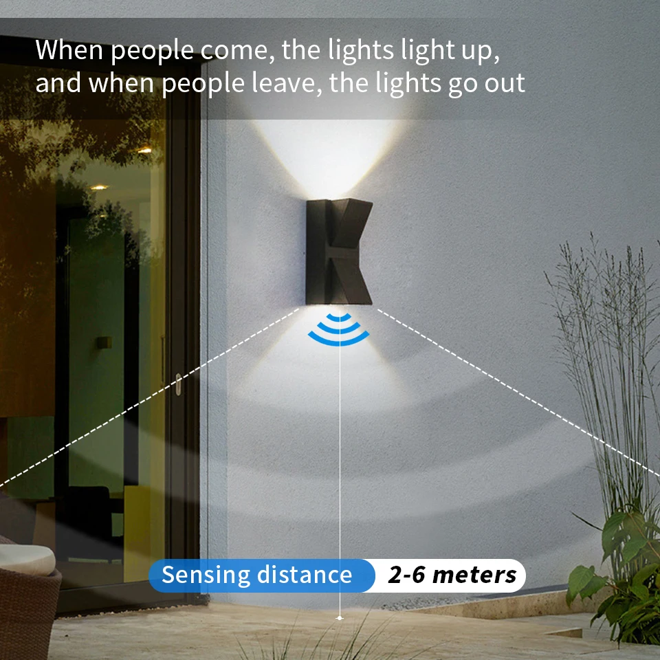 PIR Sensor LED Wall Light Outdoor Waterproof AC85-265V Outdoor LED Spotlight Wall Lamp Indoor For Porch Garden Bedroom Balcony 3