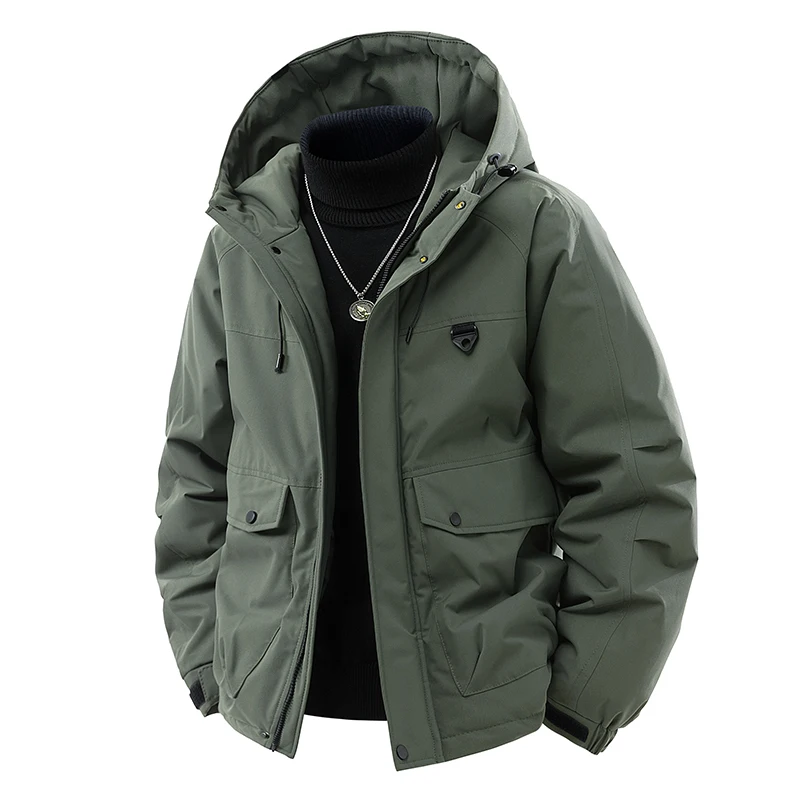 Winterjacken für Herren, warm, Baumwolle, gepolstert, warm, winddicht, wasserdicht, lockerer Mantel, große Größe 6XL, 7XL, 8XL, Übergröße, mit Kapuze, Schwarz, Remy-Grün – Detail 17